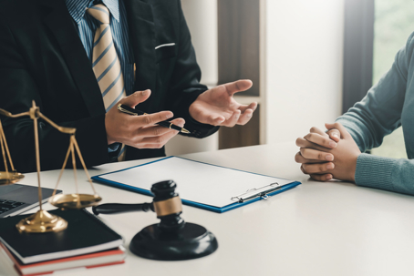 Attorney meeting with client