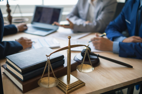 Scales of Justice in attorney office