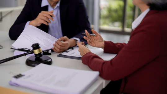 Attorney meeting with client