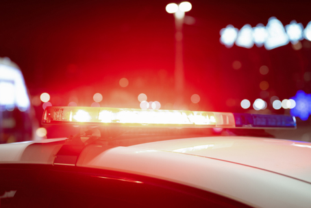 Police car lights at night